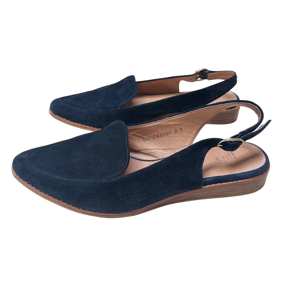 Women's Navy Suede Slingback Loafers - Size 8.5